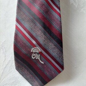 Vintage Countess Mara Necktie With Red, Grey Black Diagonal Stripes 3.5"